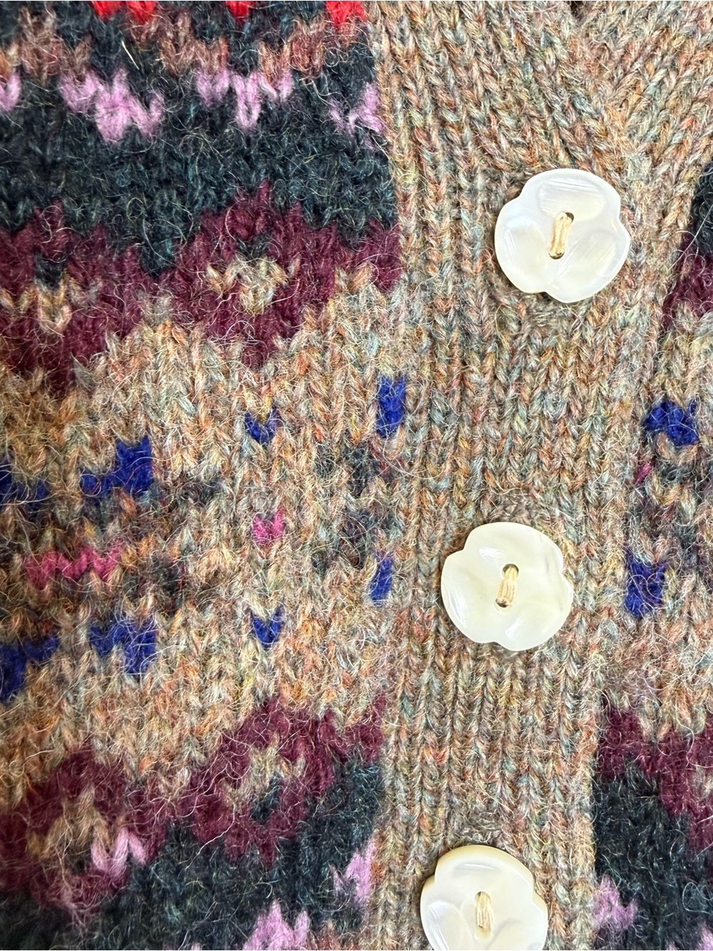 Ralph Lauren Vintage 80s Fair Isle Wool V-Neck Cardigan Pattern Sweater No Size - Picture 5 of 9
